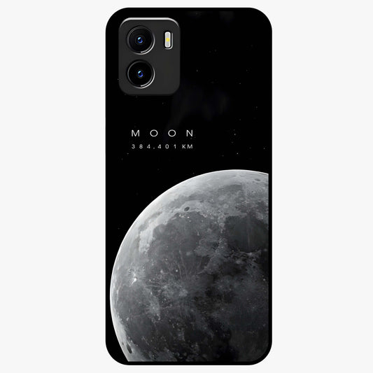 Cosmic Moon Glow Glass Case showing flat back view with glowing moon artwork and glossy glass finish.