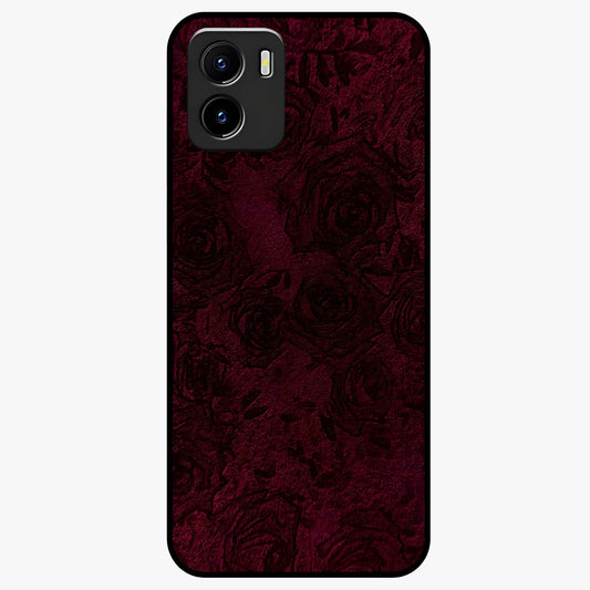 Crimson Fade Flow Glass Case showing flat back view with flowing crimson gradient artwork and glossy glass finish.