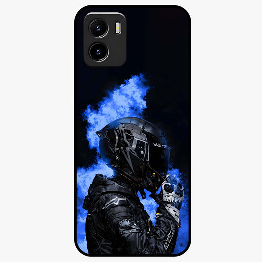 Cyber Sentinel Protocol Glass Case showing flat back view with futuristic cyber themed artwork and glossy glass finish.