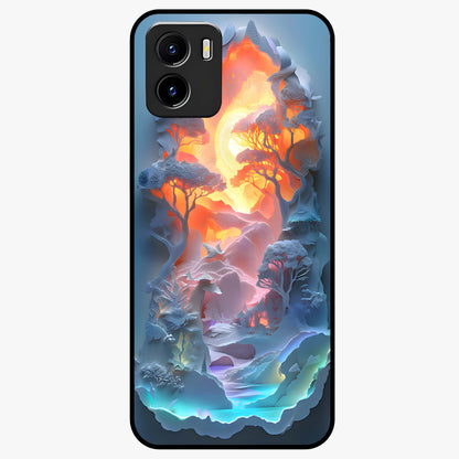 Glow Forest Portal Glass Case showing flat back view with glowing forest portal artwork and glossy glass finish.