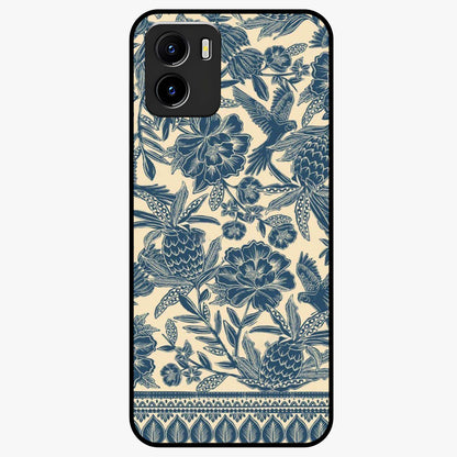 Heirloom Wild Bloom Glass Case showing flat back view with vintage inspired wild flower artwork and glossy glass finish.
