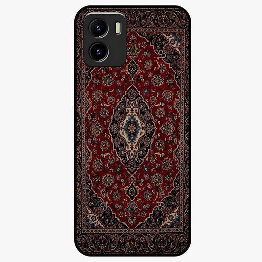 Heritage Carpet Royale Glass Case showing flat back view with ornate Persian carpet inspired pattern and glossy glass finish.