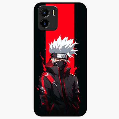 Kakashi Scarlet Shadow Glass Case showing flat back view with powerful anime ninja artwork and glossy glass finish.