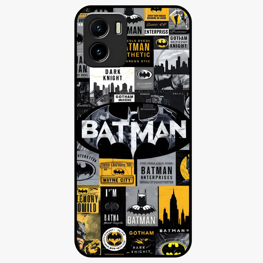 Knight Gotham Rise Glass Case showing flat back view with dark hero inspired artwork and glossy glass finish.