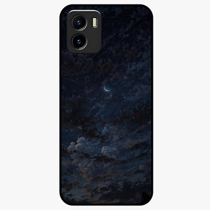 Lunar Veil Silence Glass Case showing flat back view with mystical moon veil artwork and glossy glass finish.