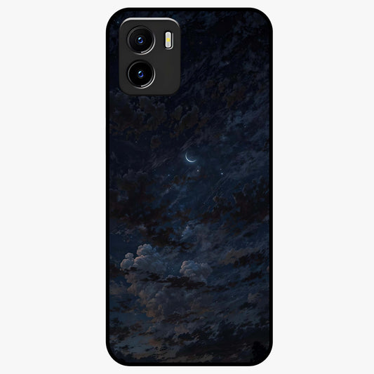 Lunar Veil Silence Glass Case showing flat back view with mystical moon veil artwork and glossy glass finish.