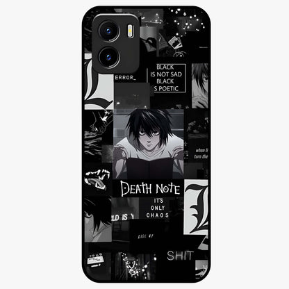 Midnight Chaos Mind Glass Case showing flat back view with abstract dark themed artwork and glossy glass finish.