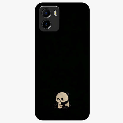 Midnight Panda Love Glass Case showing flat back view with cute panda themed artwork and glossy glass finish.