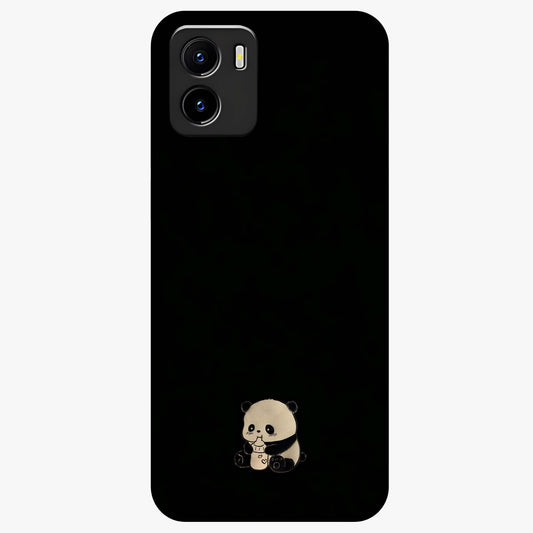 Midnight Panda Love Glass Case showing flat back view with cute panda themed artwork and glossy glass finish.