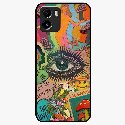 Mystic Eye Wonderland Glass Case showing flat back view with mystical eye themed artwork and glossy glass finish.