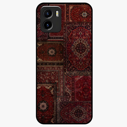 Persian Velvet Tale Glass Case showing flat back view with luxurious Persian velvet pattern artwork and glossy glass finish.