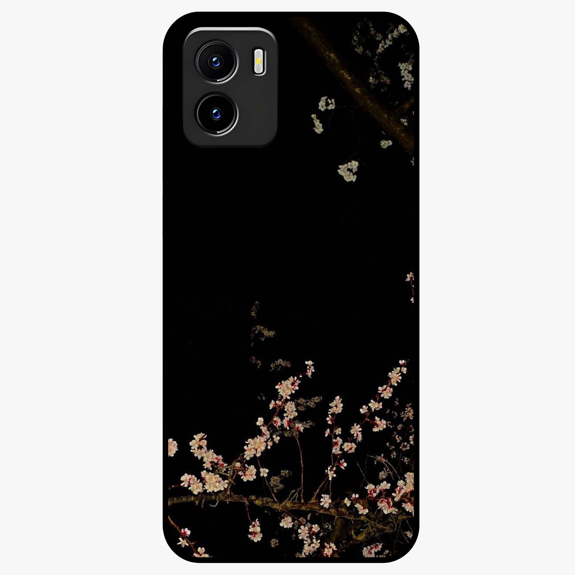 Petal Moon Light With Custom Name Glass Case showing flat back view with floral moonlight artwork and personalized name design.