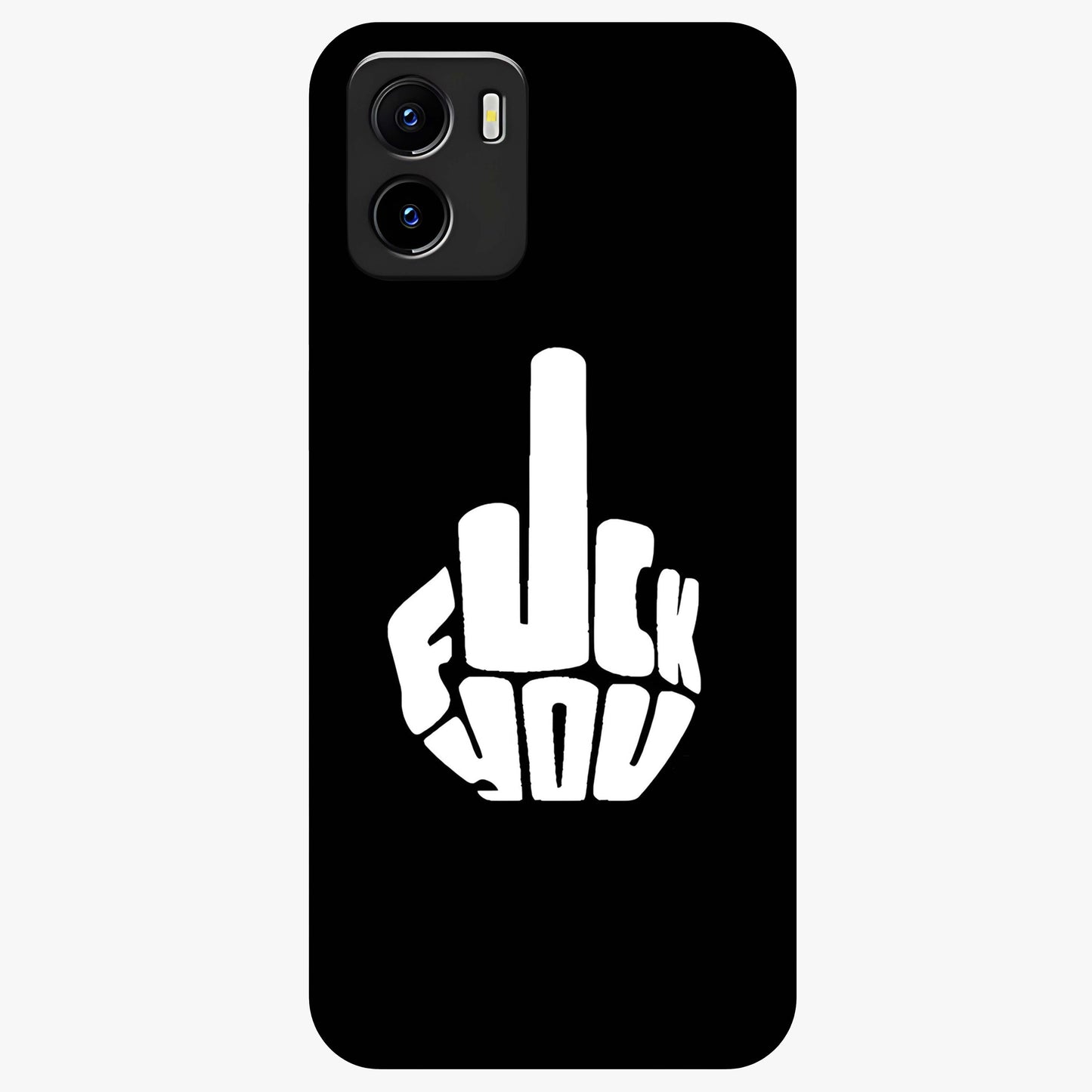 Rebel Mode On Glass Case showing flat back view with bold rebellious typography artwork and glossy glass finish.
