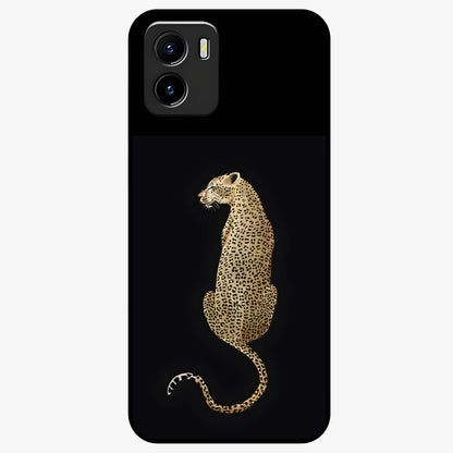 Regal Leopard Glass Case showing flat back view with bold leopard artwork and glossy glass finish.