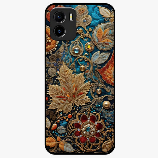 Royal Jewel Garden Glass Case showing flat back view with decorative floral garden artwork and glossy glass finish.