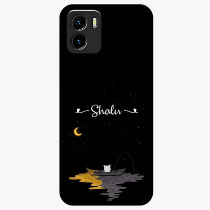 Silent Night Row Glass Case showing flat back view with calm night themed artwork and glossy glass finish.