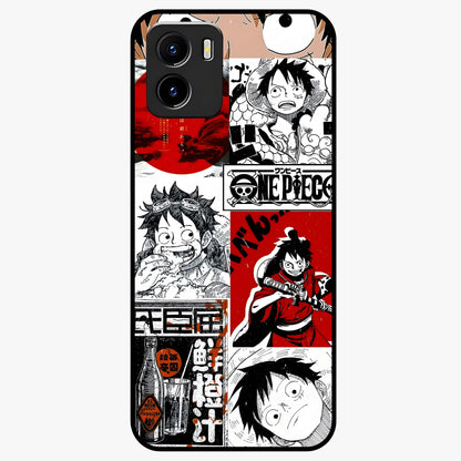 Strawhat Chaos Panels Glass Case showing flat back view with anime inspired chaos panel artwork and glossy glass finish.