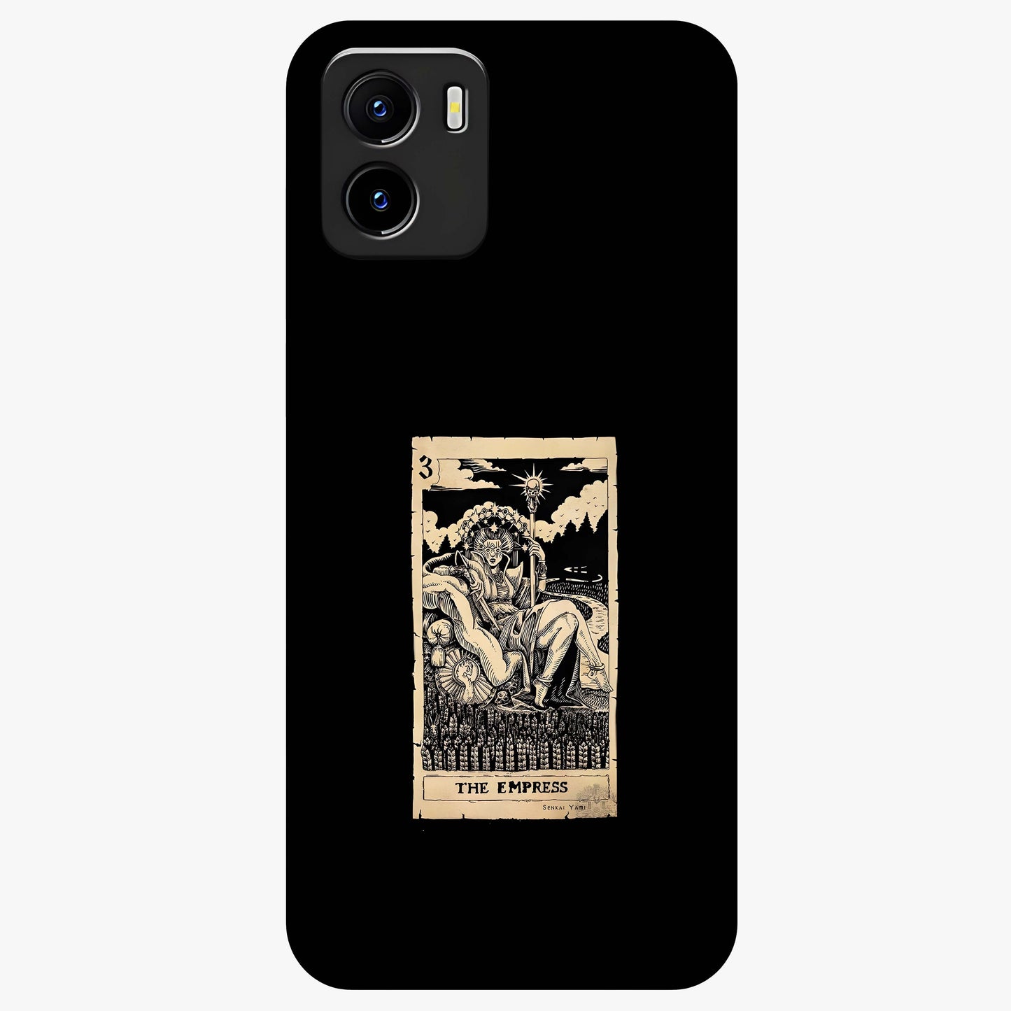 The Empress Glass Case showing flat back view with regal feminine artwork and glossy glass finish.