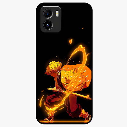 Thunder Flame Execution Glass Case showing flat back view with powerful flame and lightning artwork and glossy glass finish.