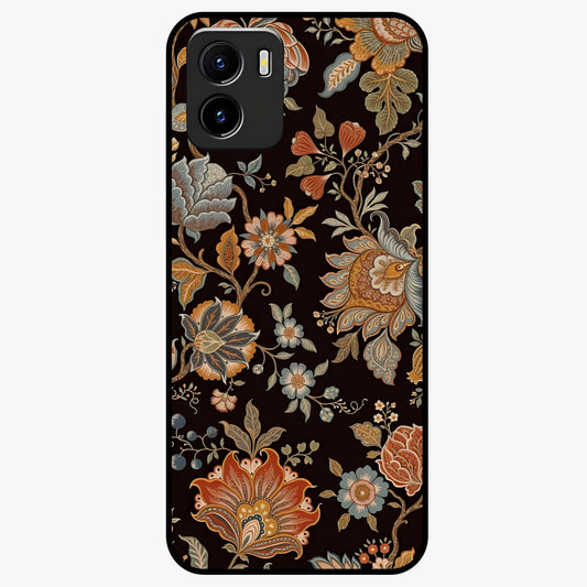 Vintage Floral Dream Glass Case showing flat back view with classic floral artwork and glossy glass finish.