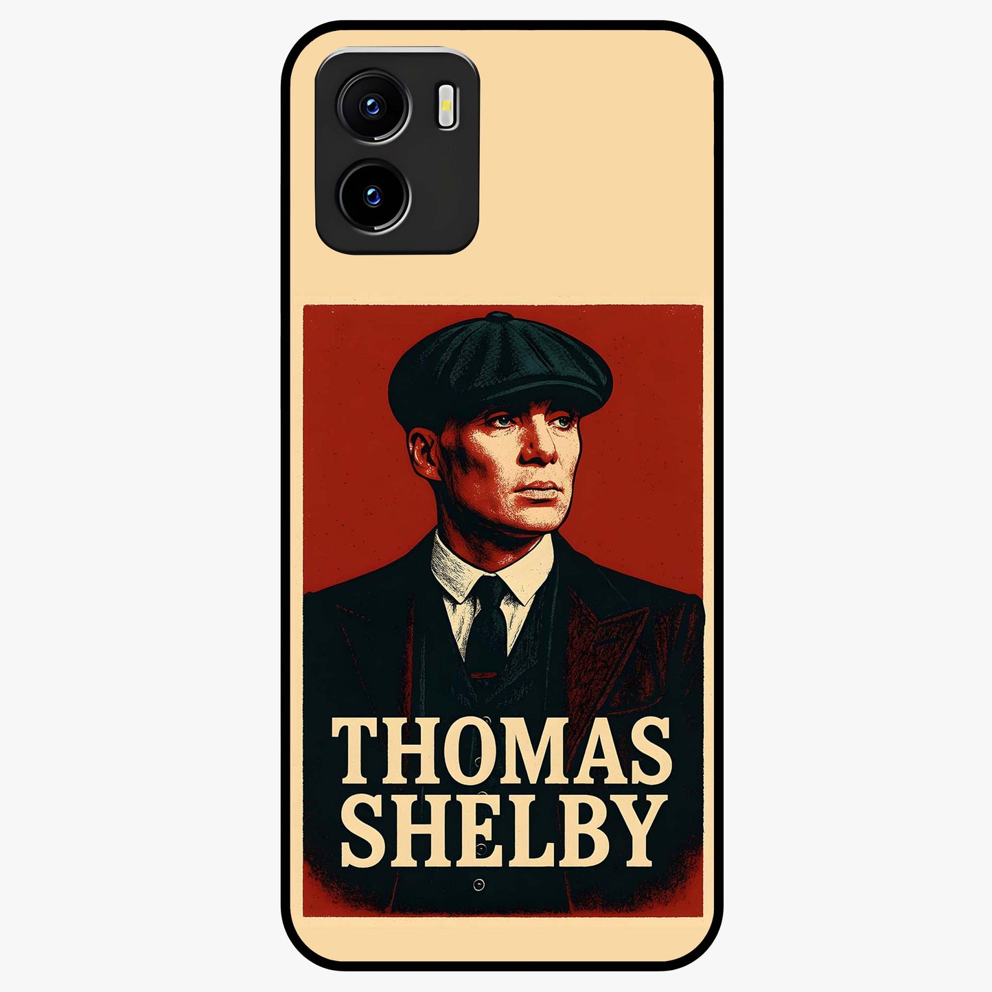 Vintage Mafia Authority Glass Case showing flat back view with bold vintage mafia inspired artwork and glossy glass finish.