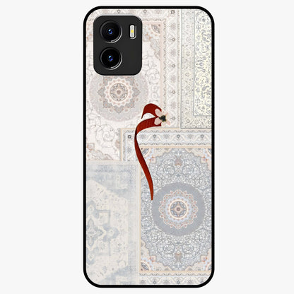 White Aesthetic Bow Glass Case showing flat back view with minimal bow artwork and glossy glass finish.