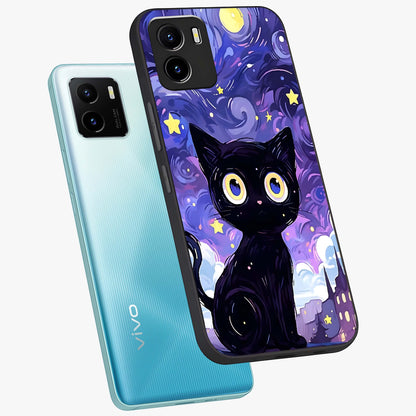 Abstract Cat Art Glass Case displayed in angled mockup highlighting modern abstract cat artwork and sleek glass surface.