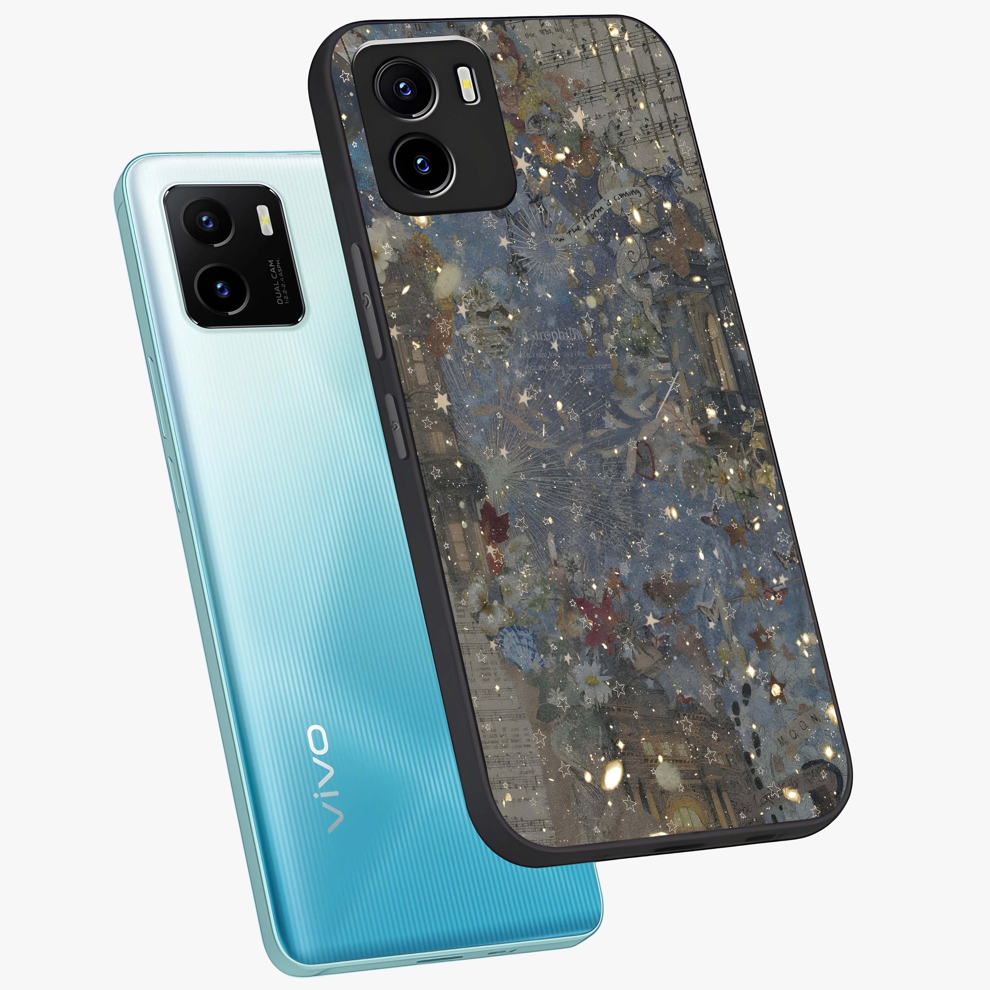 Aesthetic Astrolophia Glass Case displayed in angled mockup highlighting artistic aesthetic elements and smooth glass surface.