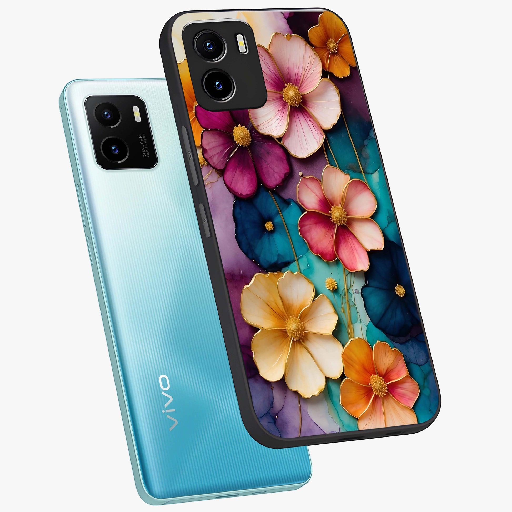 Artlyn Grace Flower Pattern Glass Case displayed in angled mockup highlighting delicate flower pattern design and smooth glass surface.