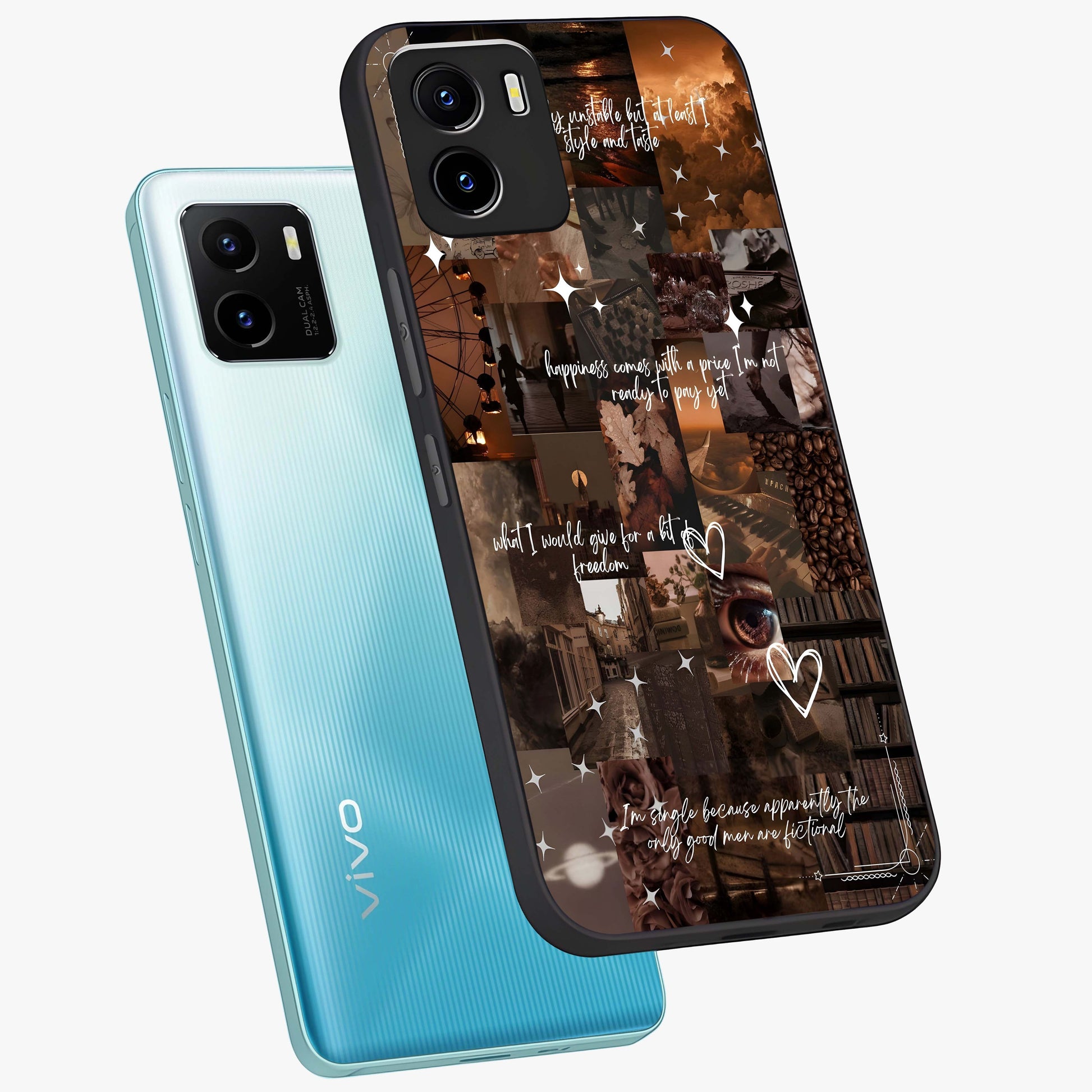 Bittersweet Aesthetic Chaos Glass Case displayed in angled mockup highlighting expressive abstract artwork and edgy aesthetic theme.
