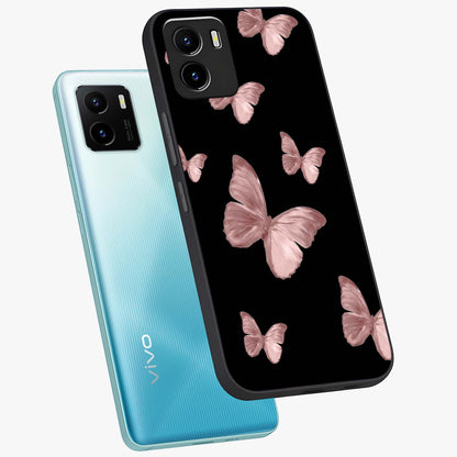 Butterfly Pattern Glass Case displayed in angled mockup highlighting delicate butterfly design and aesthetic pattern style.
