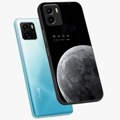 Cosmic Moon Glow Glass Case displayed in angled mockup highlighting celestial moon design with cosmic aesthetic theme.
