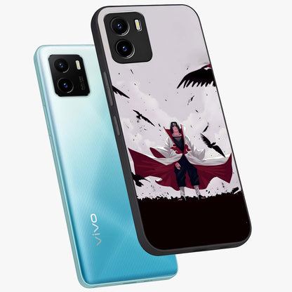 Crimson Crow Ascension Glass Case displayed in angled mockup highlighting powerful crow illustration with dark crimson aesthetic.