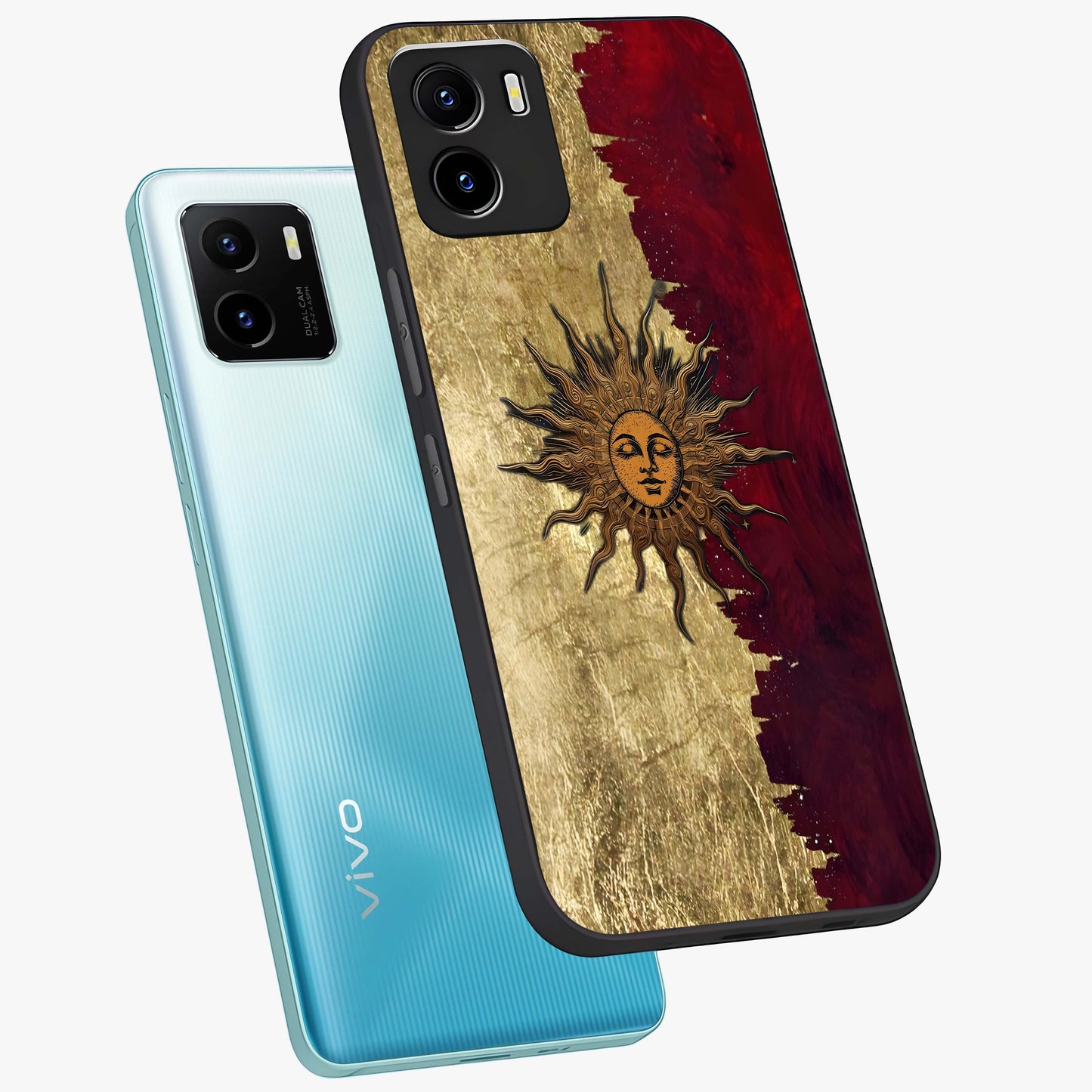 Crimson Sun Majesty Glass Case displayed in angled mockup highlighting majestic crimson sun design with bold aesthetic style.