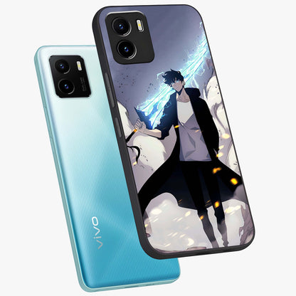 Dark Lightning Anime Warrior Glass Case displayed in angled mockup highlighting powerful lightning themed anime illustration.