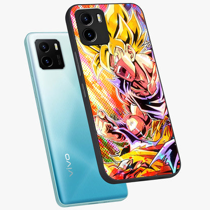 Firing Goku Glass Case displayed in angled mockup highlighting dynamic anime character design with action aesthetic.