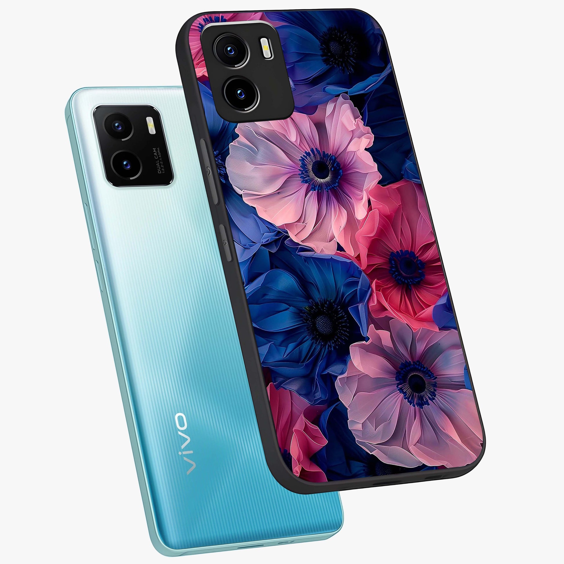 Flower Paper Art Pattern Glass Case displayed in angled mockup highlighting layered paper flower design with artistic aesthetic.