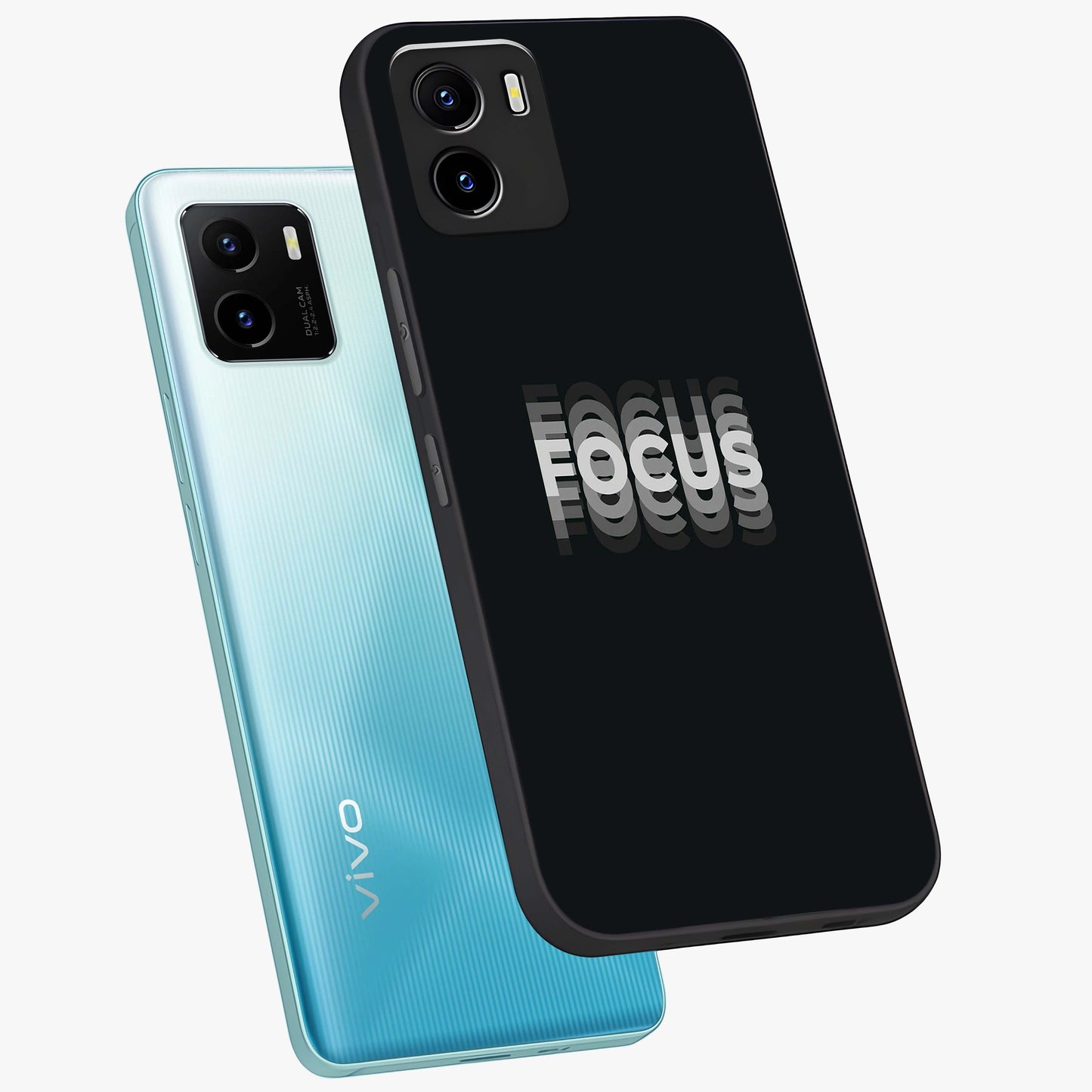Focus Mode On Glass Case displayed in angled mockup highlighting clean minimal text artwork with modern aesthetic style.