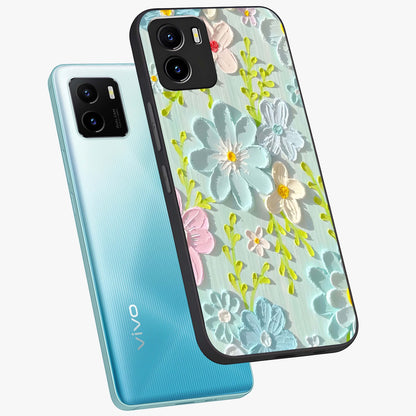 Frosted Petal Garden Glass Case displayed in angled mockup highlighting delicate flower petal design with calm garden aesthetic.