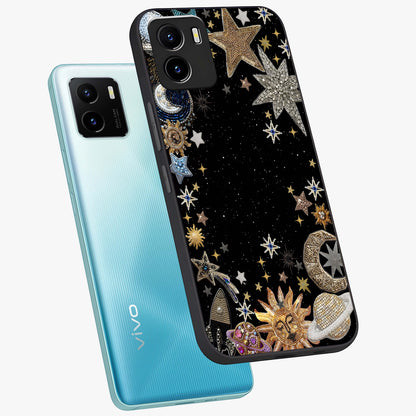 Galactic Jewel Stars Glass Case displayed in angled mockup highlighting shining celestial star design with cosmic aesthetic style.