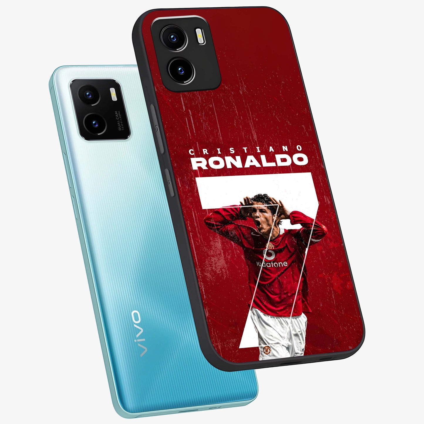 Goal Celebration Legacy Glass Case displayed in angled mockup highlighting energetic sports celebration design with bold athletic theme.