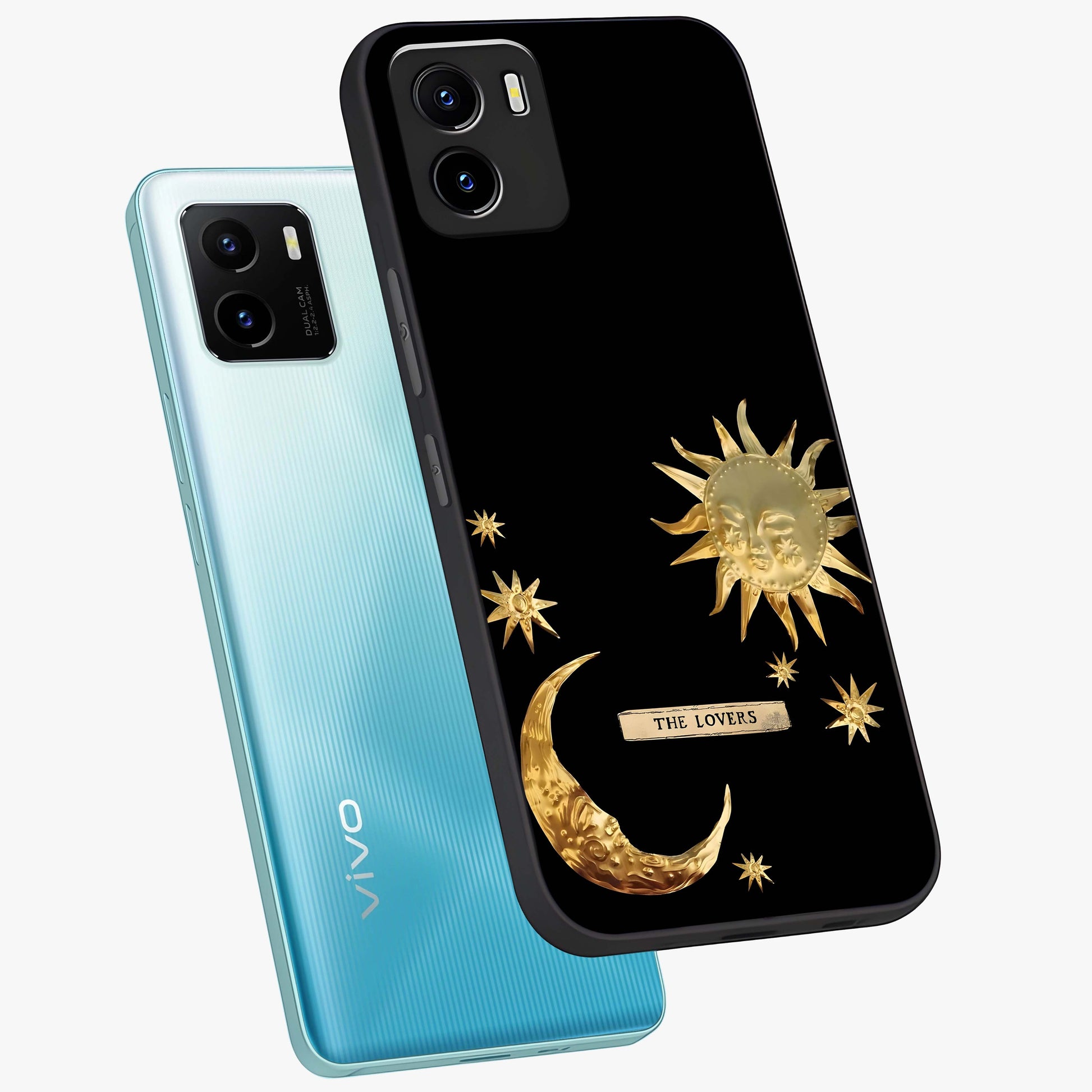 Gold Sun Blush Glass Case displayed in angled mockup highlighting radiant sun design with warm golden aesthetic.