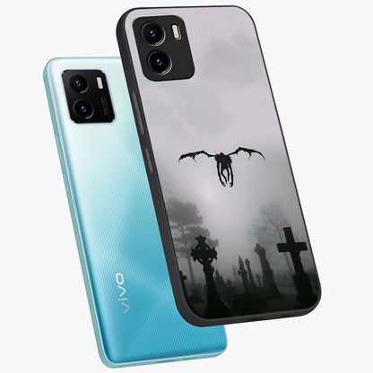 Graveyard Shadow Descent Glass Case displayed in angled mockup highlighting eerie shadow illustration with gothic aesthetic.
