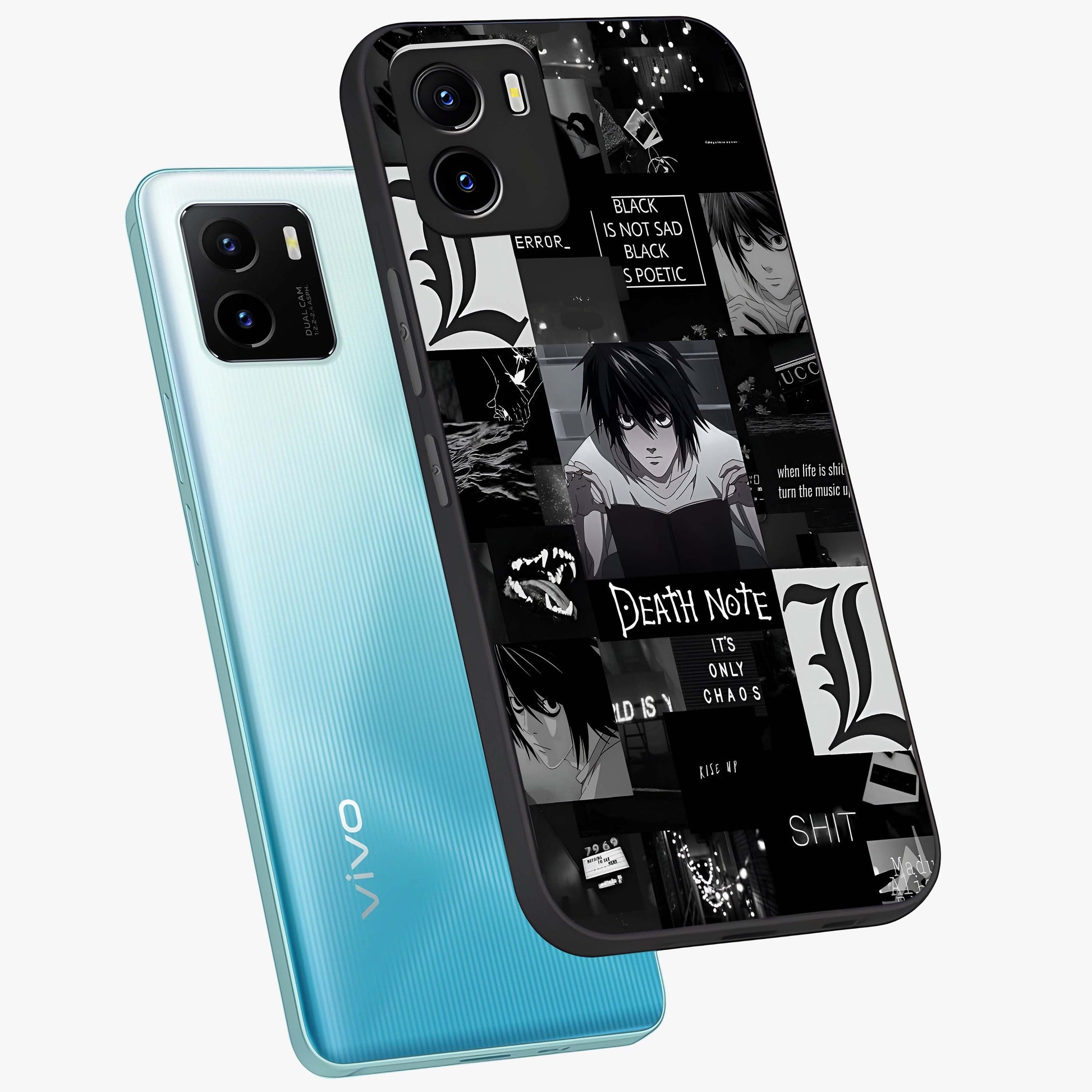 Midnight Chaos Mind Glass Case displayed in angled mockup highlighting chaotic artistic design with dramatic midnight aesthetic.