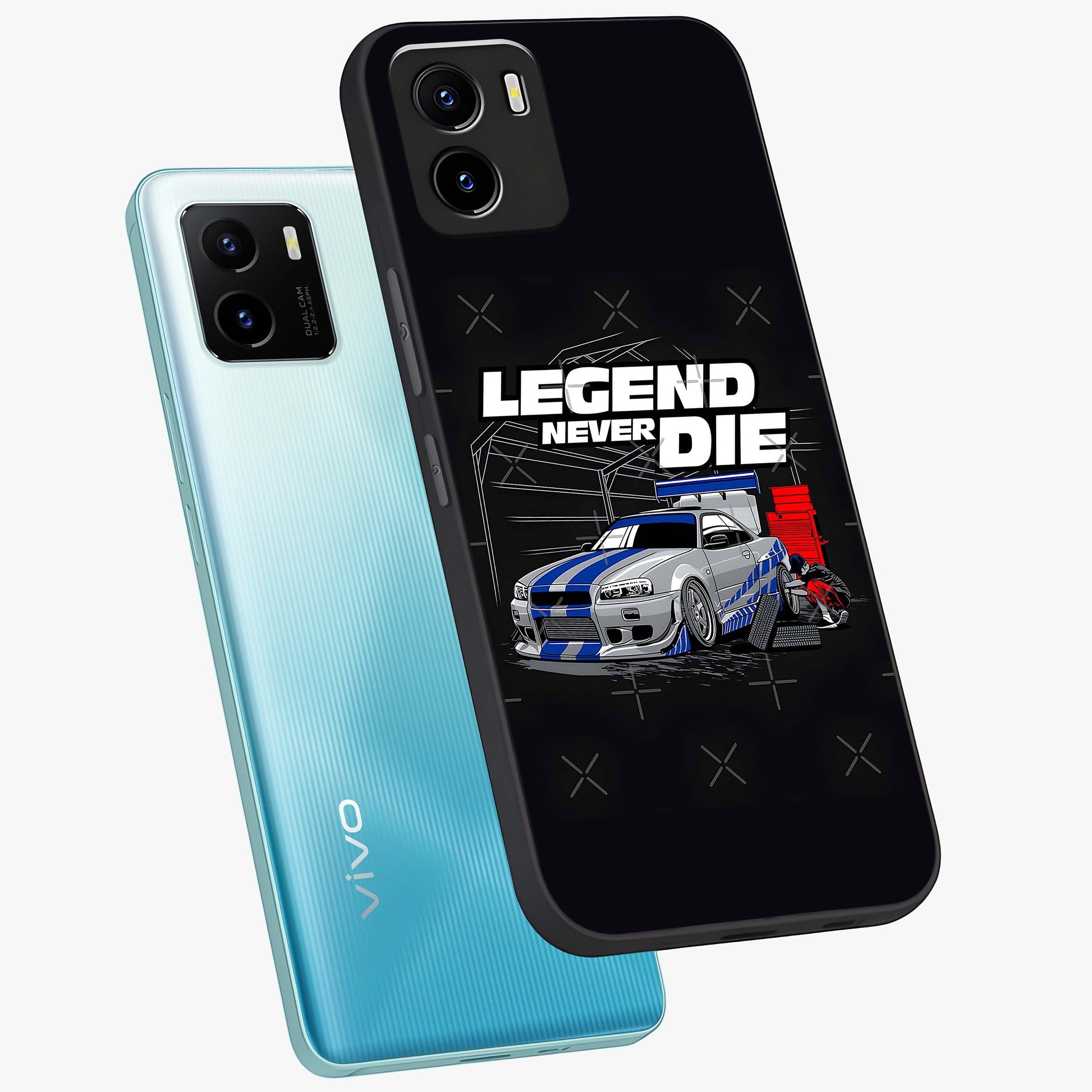 Midnight Racing Legacy Glass Case displayed in angled mockup highlighting dynamic automotive design with bold midnight aesthetic.