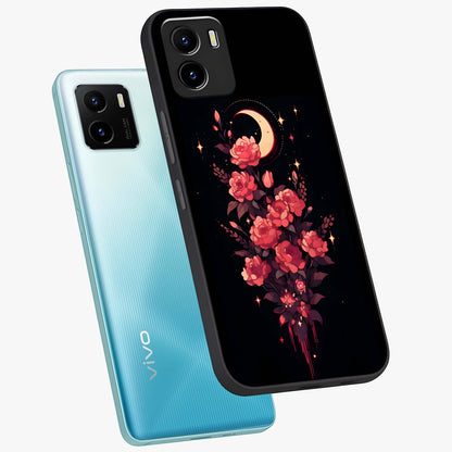 Moonlit Floral Elegance Glass Case displayed in angled mockup highlighting graceful flower design with soft moonlight aesthetic.