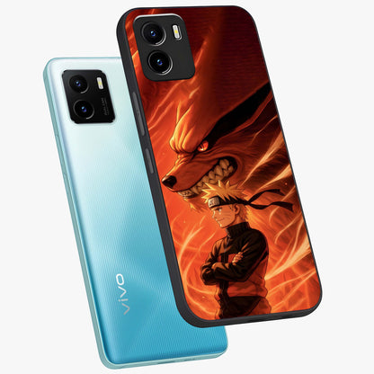 Nine Tails Legacy Glass Case displayed in angled mockup highlighting dynamic anime beast illustration with bold mystical aesthetic.