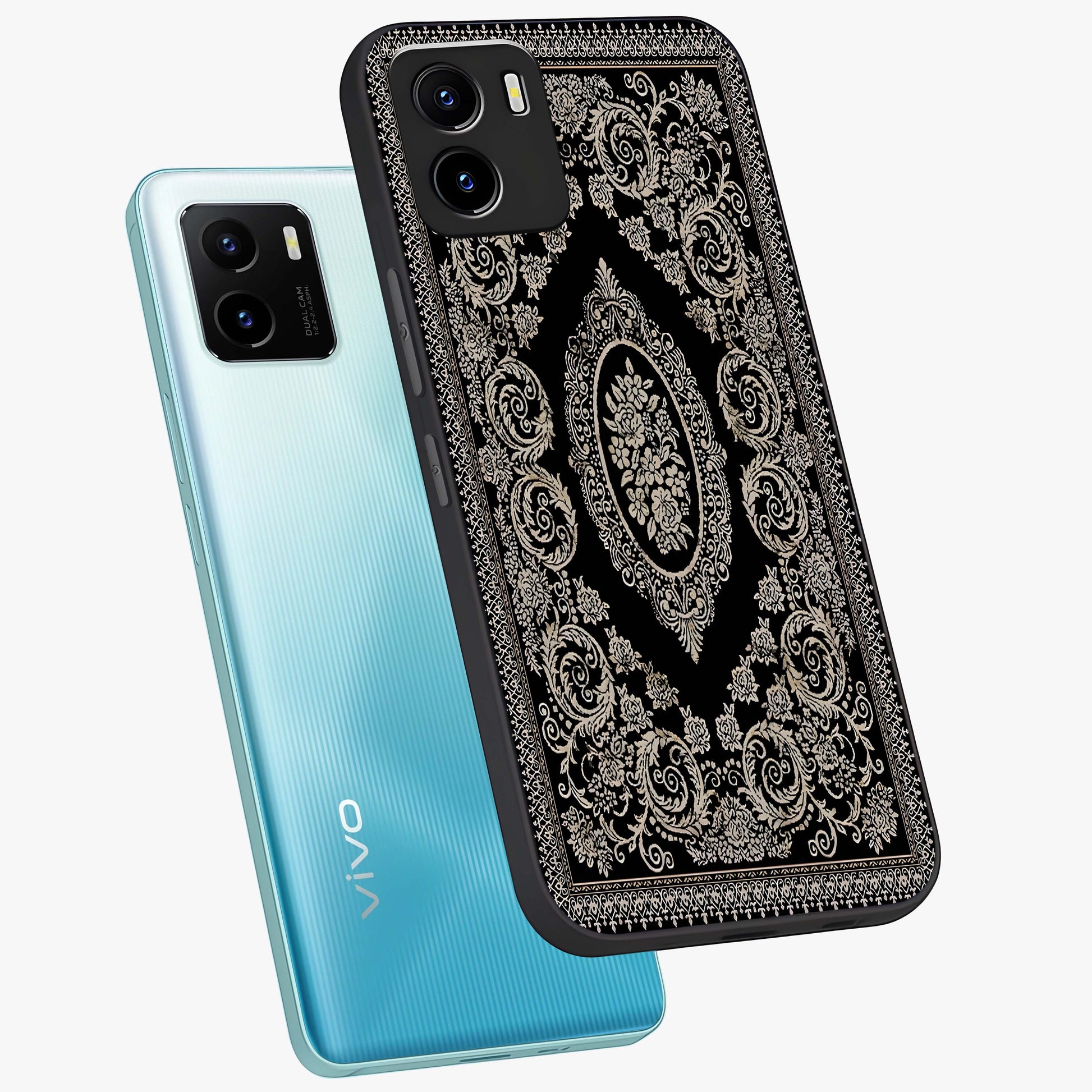 Noir Bloom Elegance Glass Case displayed in angled mockup highlighting refined flower design with stylish noir aesthetic.