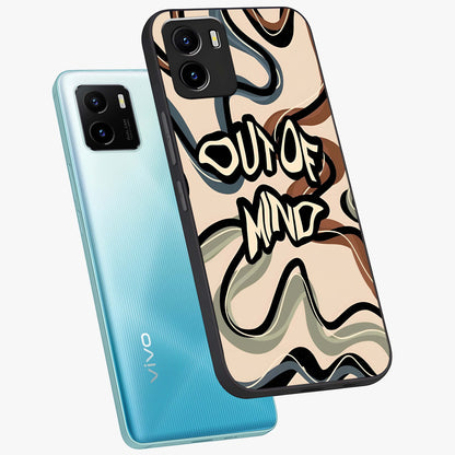 Out Of Mind Glass Case displayed in angled mockup highlighting bold statement design with modern artistic aesthetic.