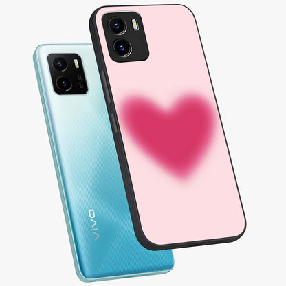 Pink Aura Heart Glass Case displayed in angled mockup highlighting vibrant pink heart design with dreamy aura aesthetic.